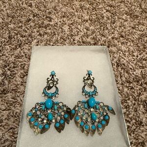 Turquoise and Silver Statement Earrings